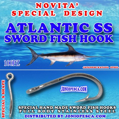 100 PEZZI AMI Mustad Hooks Pesce Spada Sword Fish Serie 722 Numero