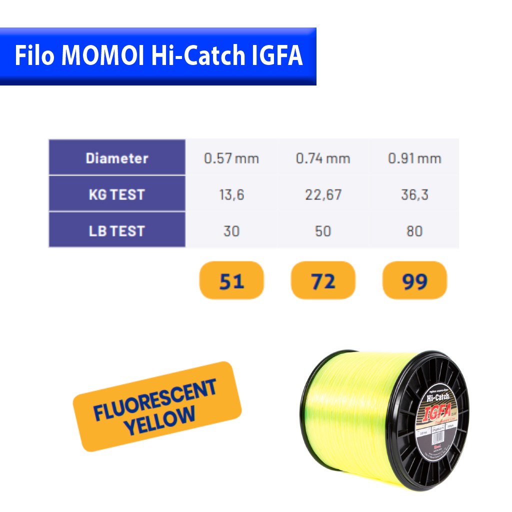 FILO MOMOI HI-CATCH IGFA YELLOW - 1000MT - Jonio Pesca di Davide