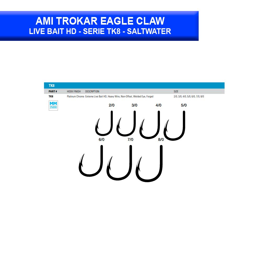 Eagle Claw TroKar TK8 Extreme Live Bait Heavy Duty Hooks