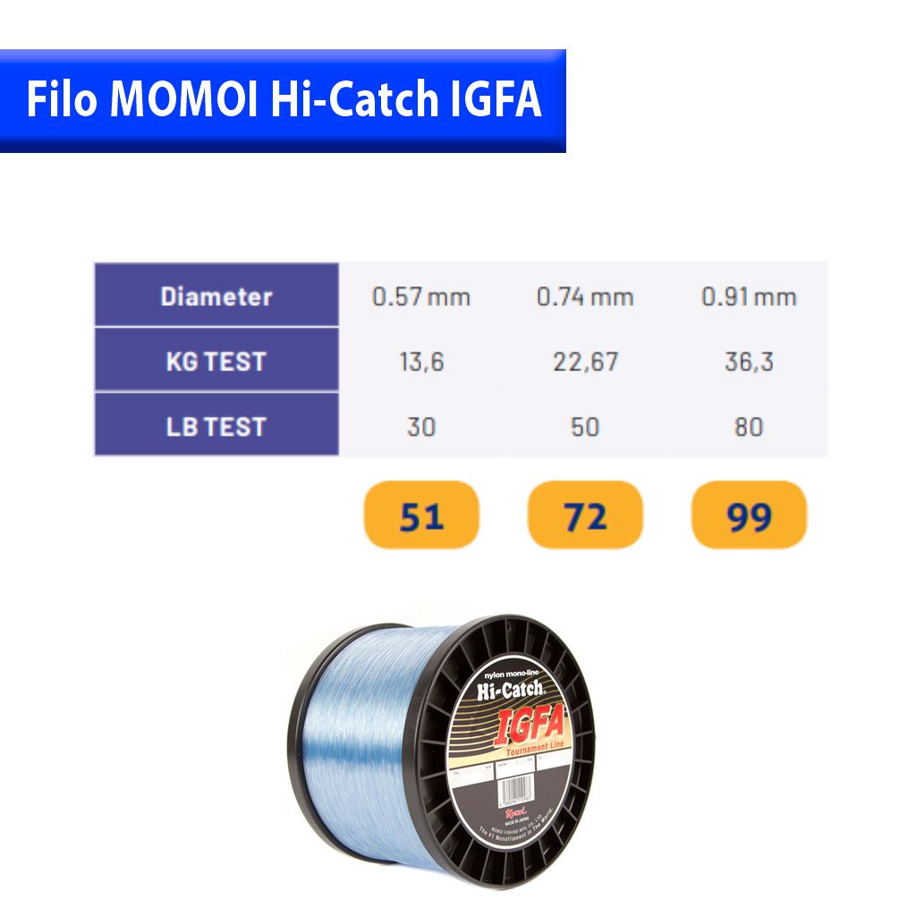 FILO MOMOI HI-CATCH IGFA BLU - 1000MT - Jonio Pesca di Davide Chiera