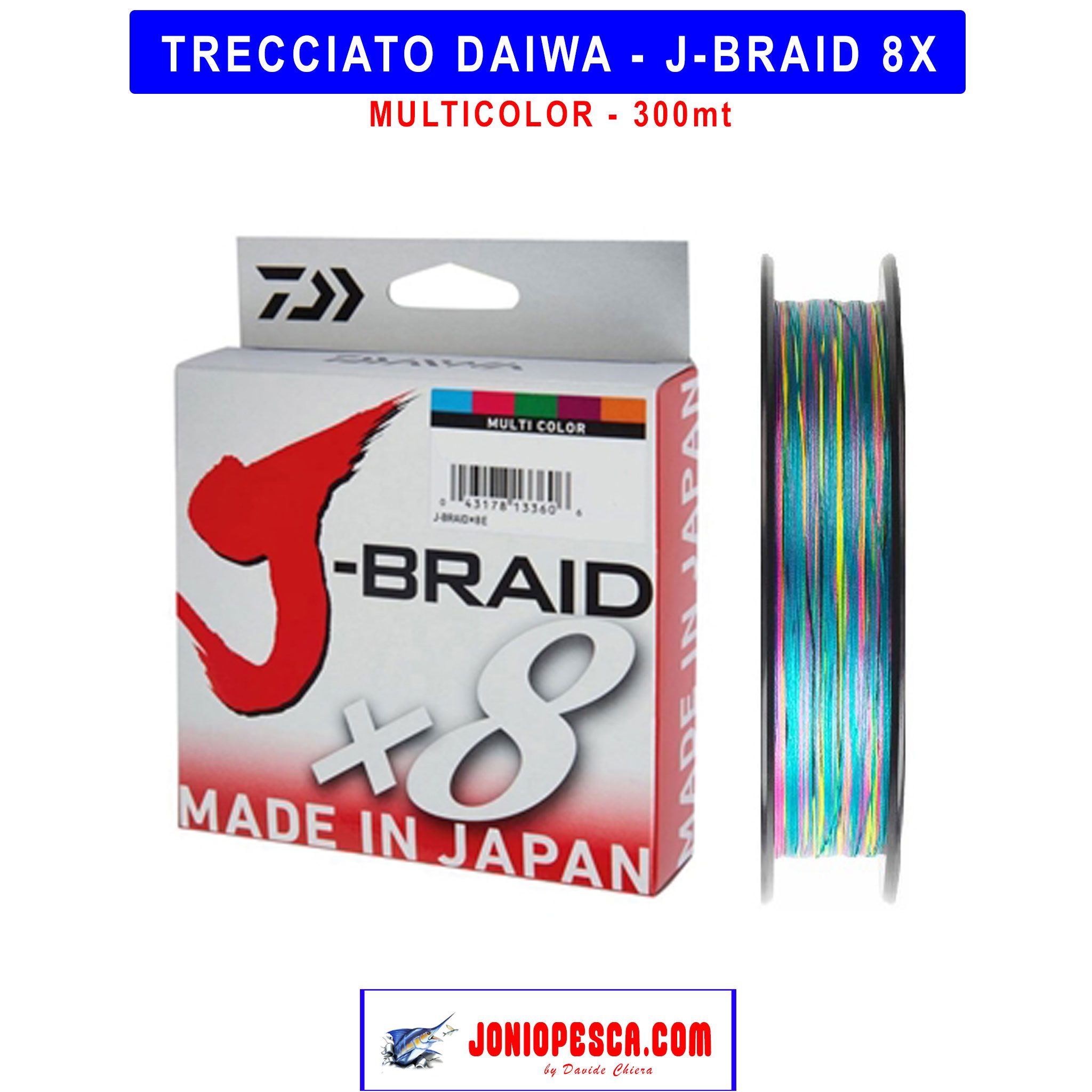 TRECCIATO DAIWA J-BRAID 8X - MULTICOLOR - 300mt - Jonio Pesca