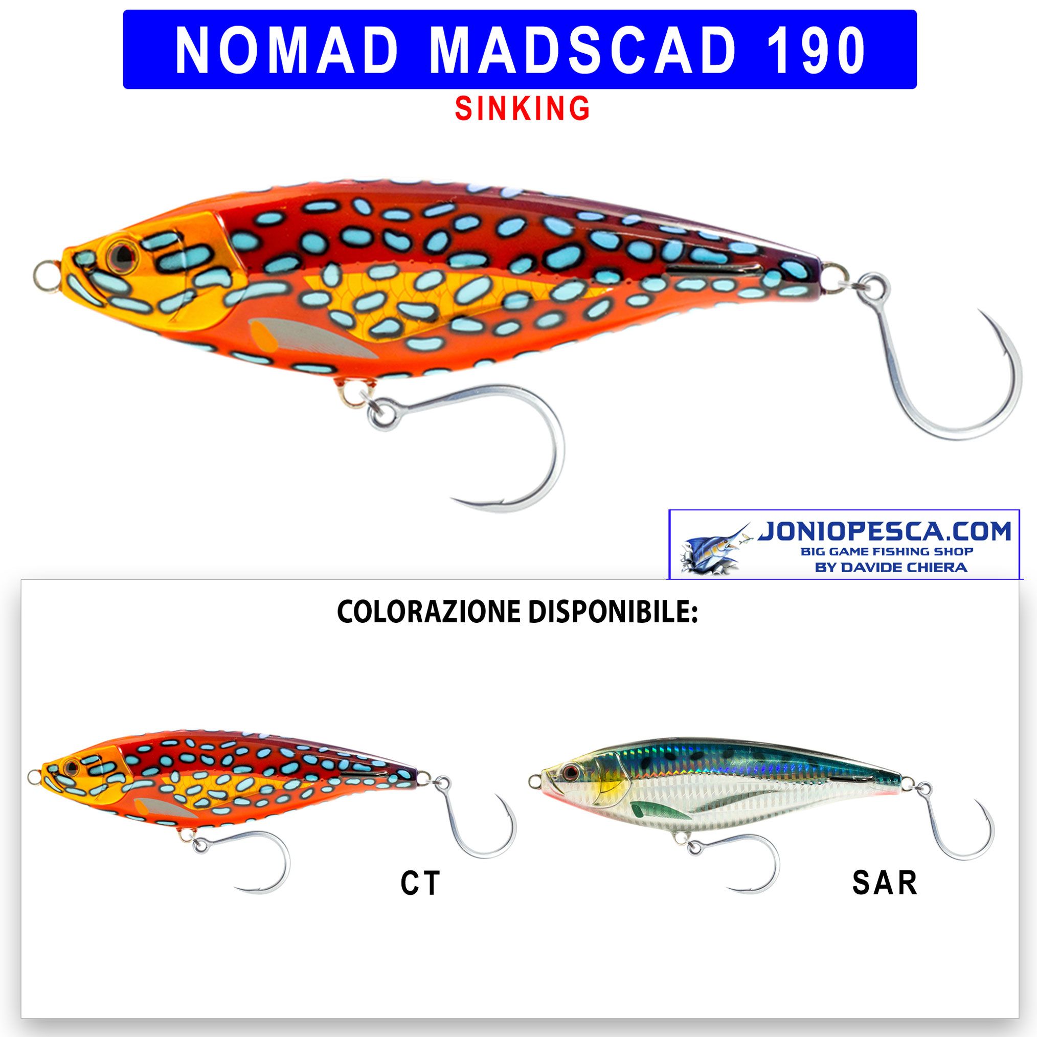 ARTIFICIALE NOMAD TACKLE MADSCAD SINKING 190 - Jonio Pesca